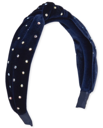 Girls Jeweled Velvet Knot Headband