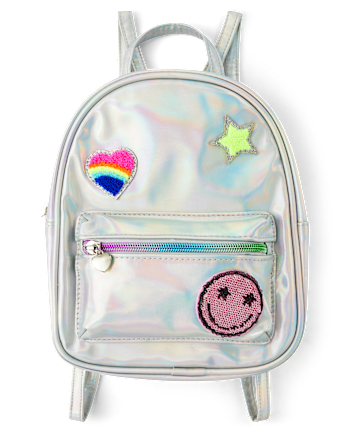 Girls Holographic Icon Patch Mini Backpack