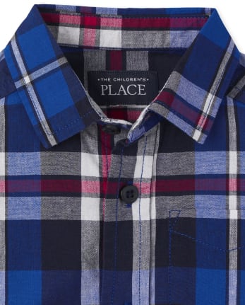 Baby And Toddler Boys Plaid Poplin Button Up Shirt