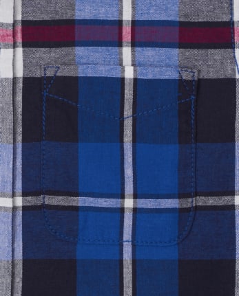 Baby And Toddler Boys Plaid Poplin Button Up Shirt
