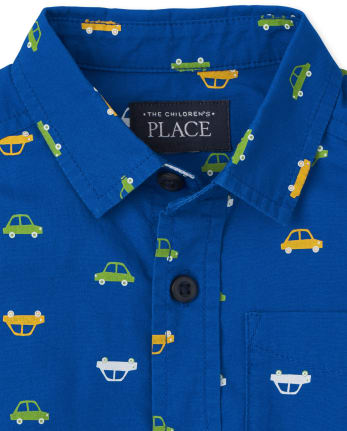 Baby And Toddler Boys Car Poplin Button Up Shirt