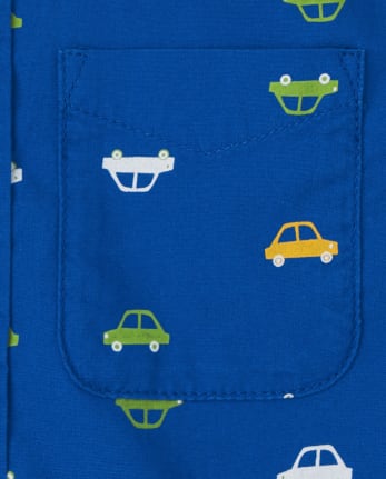 Baby And Toddler Boys Car Poplin Button Up Shirt