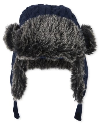 Boys Cable Knit Trapper Hat