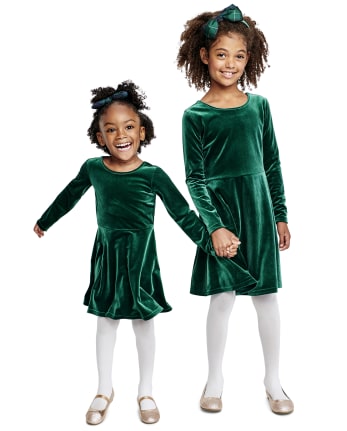 Baby And Toddler Girls Velour Cut Out Dress - SPRUCESHAD