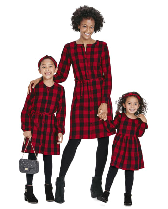 Toddler Girls Matching Family Buffalo Plaid Shirt Dress