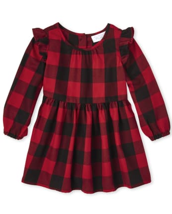Toddler Girls Matching Family Buffalo Plaid Shirt Dress