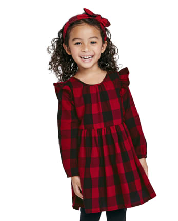 Toddler Girls Matching Family Buffalo Plaid Shirt Dress