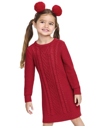 Vestido suéter de punto trenzado para bebés y niñas pequeñas