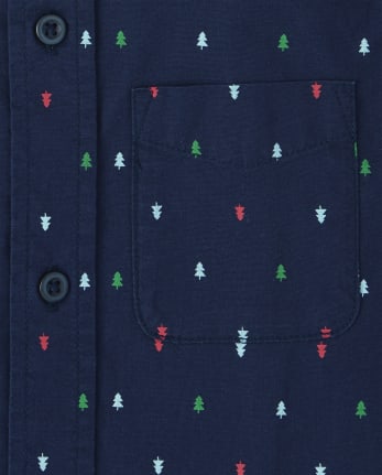 Boys Tree Print Shirt Navy Blue main image 0