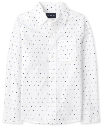 Boys Star Poplin Button Up Shirt