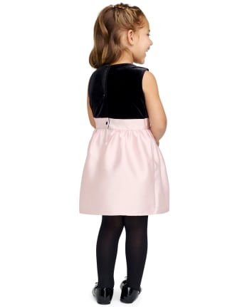 Baby And Toddler Girls Velour Knit To Woven Dress