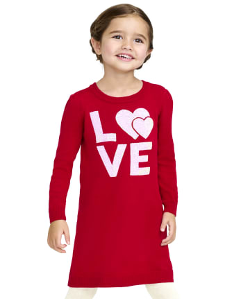 Baby And Toddler Girls Flip Sequin Love Sweater Dress