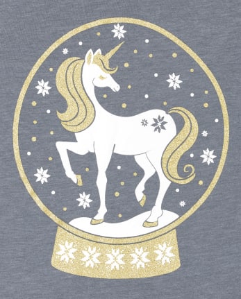 Girls Unicorn Snow Globe Graphic Tee