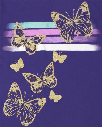 Camiseta con gráfico de mariposa para niñas