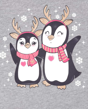 T-shirt graphique pingouin pour bébés et petites filles
