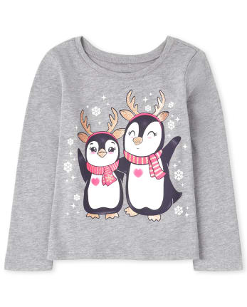 T-shirt graphique pingouin pour bébés et petites filles