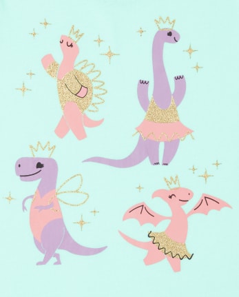 Camiseta con estampado de ballet Dino para bebés y niñas pequeñas