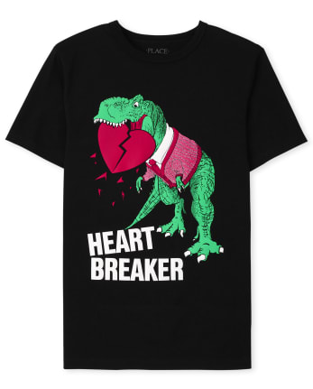 Boys Valentine's Day Heart Dino Graphic Tee