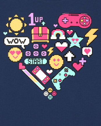 Camiseta con gráfico de corazón Emoji para niñas