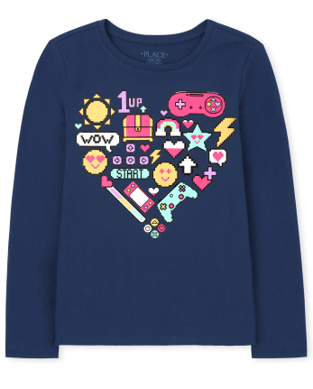 Camiseta con gráfico de corazón Emoji para niñas
