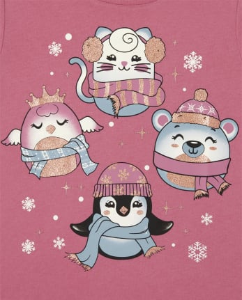 Girls Winter Animals Graphic Tee