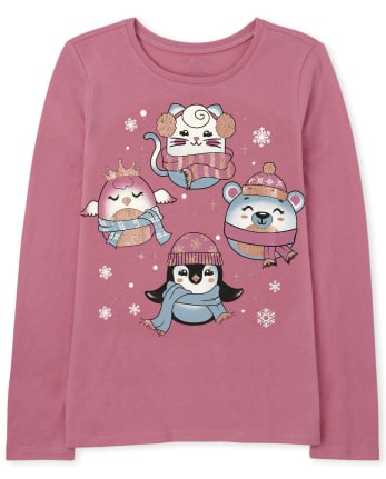 Girls Winter Animals Graphic Tee