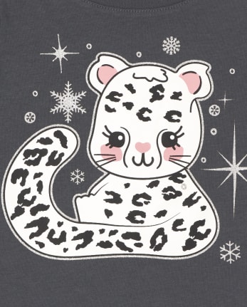 Camiseta con gráfico de leopardo para bebés y niñas pequeñas