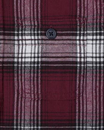 Boys Plaid Flannel Button Up Shirt