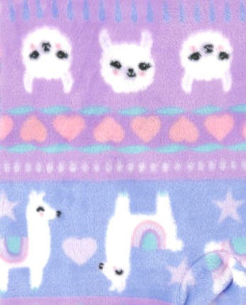 Pijama de una pieza de forro polar de llama Fairisle para bebés y niñas pequeñas