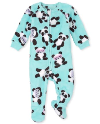 Baby And Toddler Girls Panda Fleece One Piece Pajamas