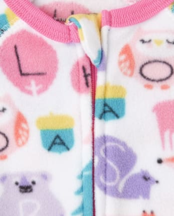 Pijama de una pieza de forro polar animal para bebés y niñas pequeñas