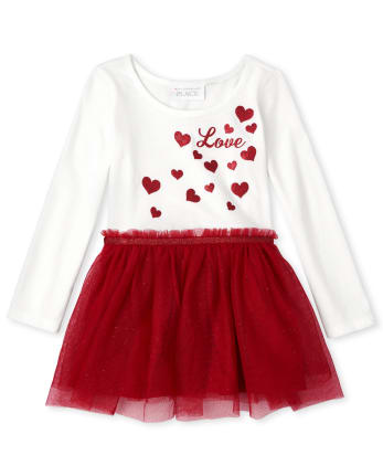 Vestido de tutú con corazón para bebés y niñas pequeñas