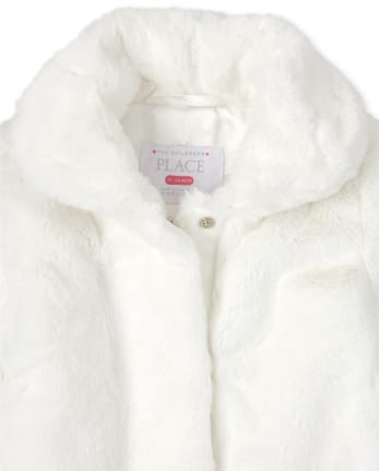 Toddler Girls Long Sleeve Faux Fur Coat, Toddler Faux Fur Coat With Hood