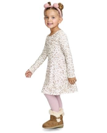 Robe patineuse léopard pour bébé et toute-petite fille