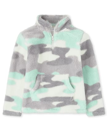Jersey de sherpa con media cremallera y cuello simulado para niñas
