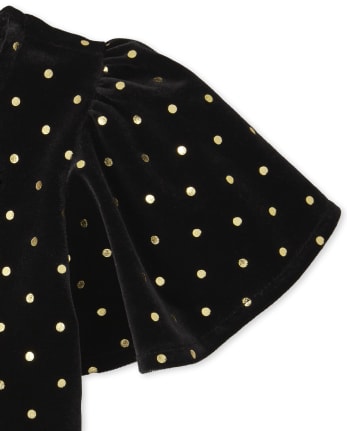 Girls Glitter Dot Velour Dress