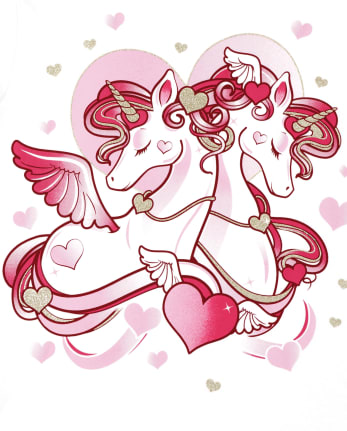 Girls Valentine's Day Unicorn Graphic Tee
