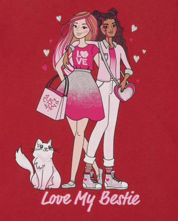 Camiseta con estampado Bestie del Día de San Valentín para niñas