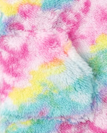 Chaqueta con cremallera Sherpa y teñido anudado arcoíris para bebés y niñas pequeñas