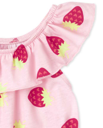 Baby And Toddler Girls Strawberry Ruffle Romper