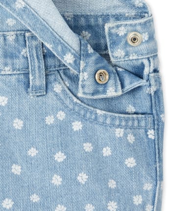 Pantalones cortos de mezclilla florales para bebés y niñas pequeñas