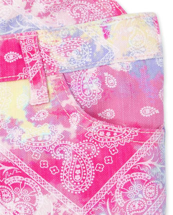 Short en sergé bandana tie-dye pour bébés et petites filles