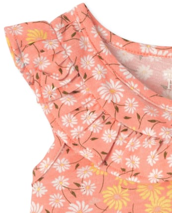 Conjunto de 2 piezas de cambray con volantes florales para niñas pequeñas