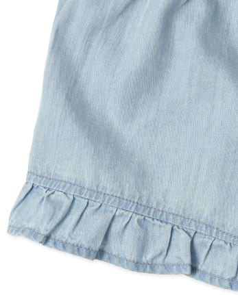 Conjunto de 2 piezas de cambray con volantes florales para niñas pequeñas