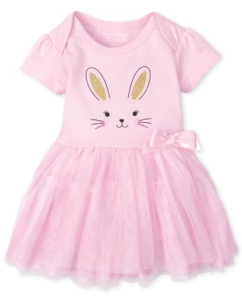 Baby Girls Easter Bunny Tutu Bodysuit Dress