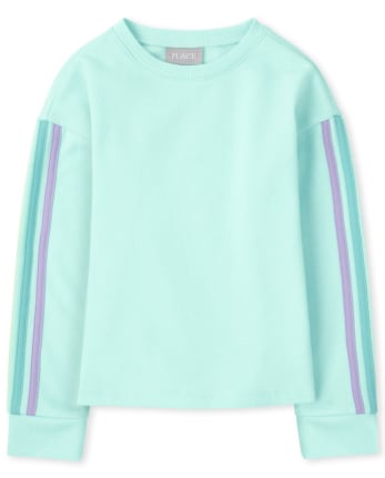Sweat rayé en molleton pour fille