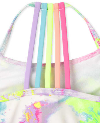 Traje de baño de una pieza con diseño de arcoíris para niñas