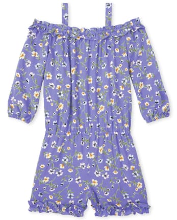 Mameluco floral con hombros descubiertos para niñas