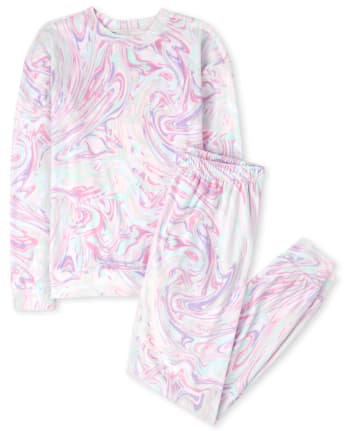 Womens Mommy And Me Marble Velour Pajamas