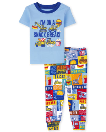 Pijama de algodón para bebés y niños pequeños Snacks Snug Fit